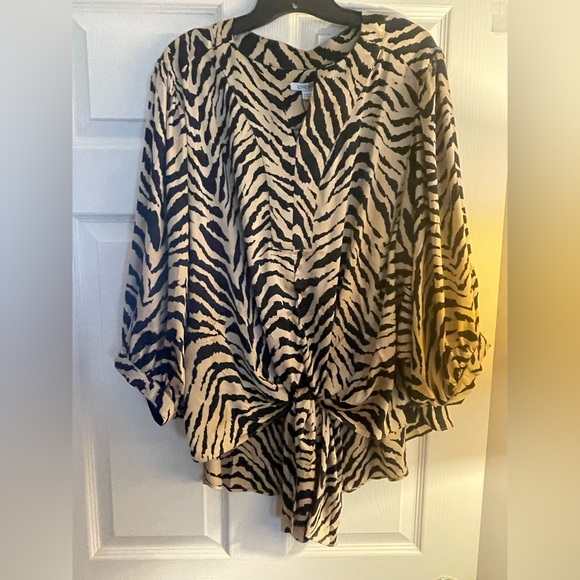 Chico’s Black & Tan Zebra Print Blouse SZ 18/20 - Picture 1 of 6